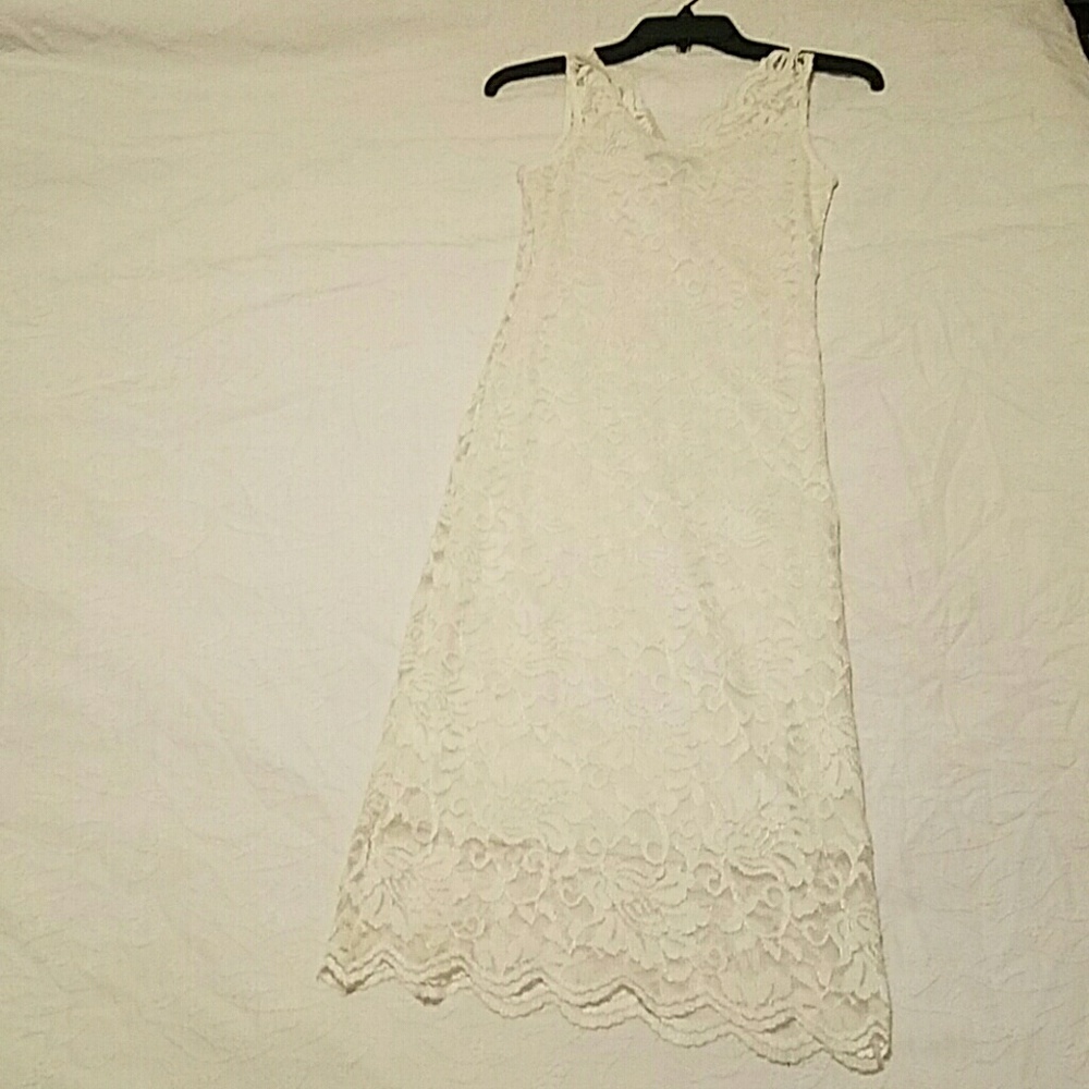 White knee length dress
